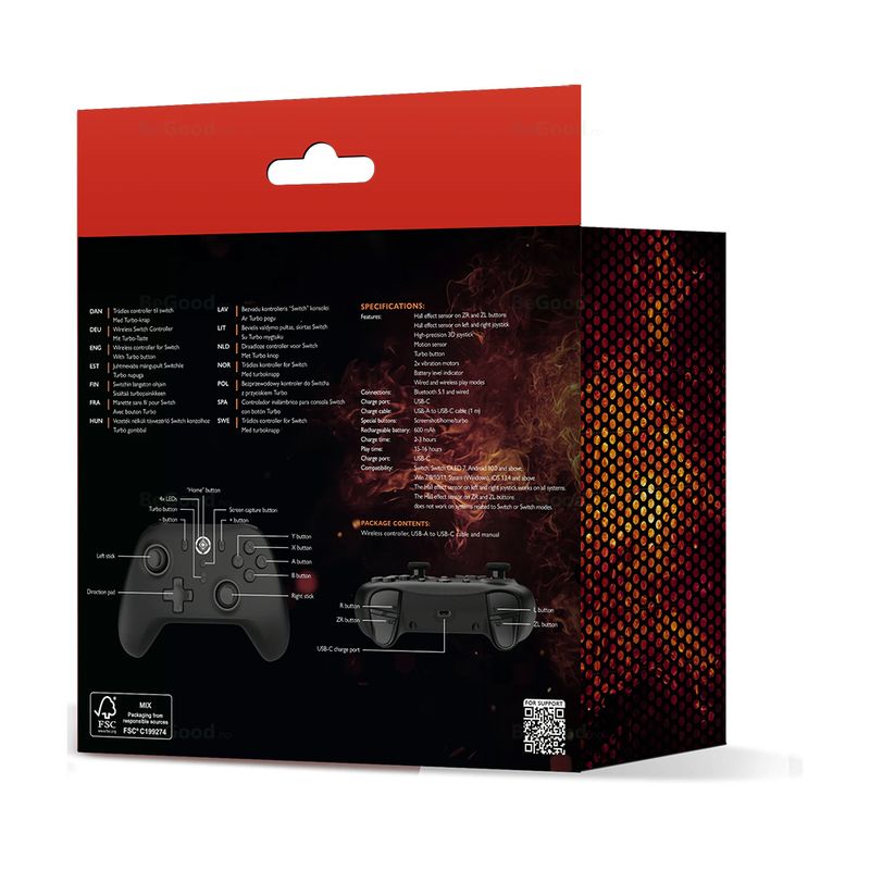 Trådløs pro spillkontroll for Tesla & Nintendo Switch. Hall-sensorer